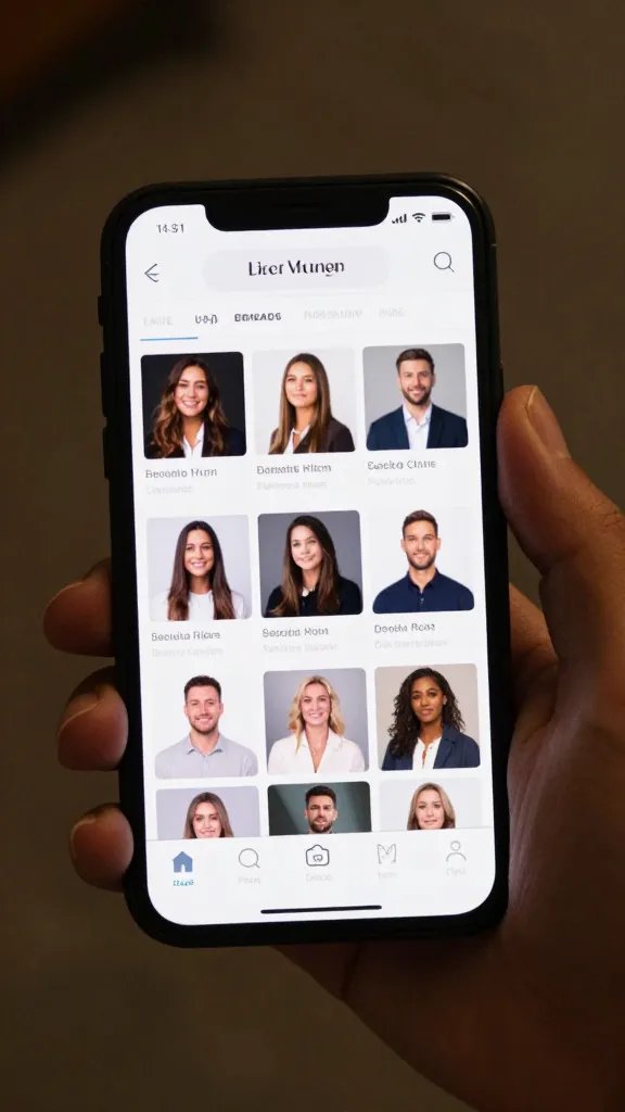 smartphone screen in hand showing social feed, shallow focus