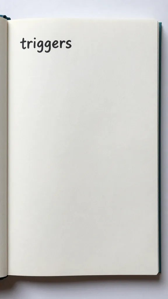 single open journal page labeled “triggers” with pen