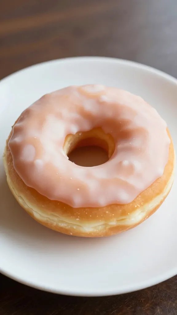 closeup of a single donut on a balanced meal plate