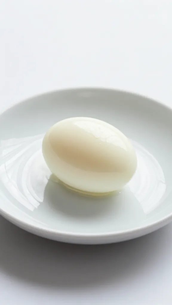 single hard-boiled egg on small ceramic plate