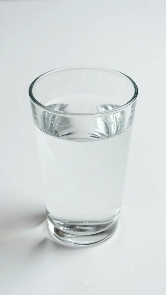 clear glass of water with condensation on white desk