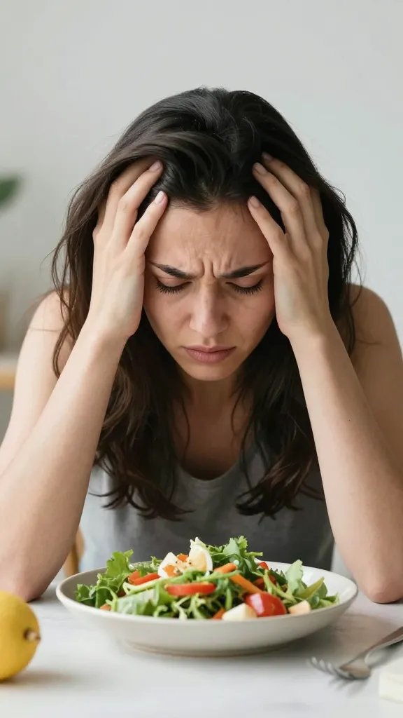 woman’s hand on belly, slow exhale, soft window light