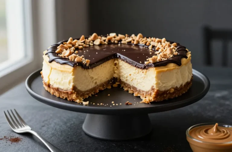Keto Peanut Butter Chocolate Drizzle Cheesecake That Slaps