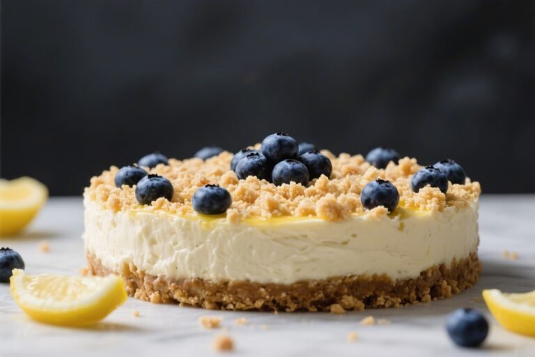 No Bake Blueberry Lemon Crumble Cheesecake – Bright, Creamy, and Effortless