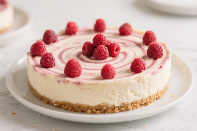 No Bake Raspberry Swirl Cheesecake – Creamy, Fresh, and Effortless