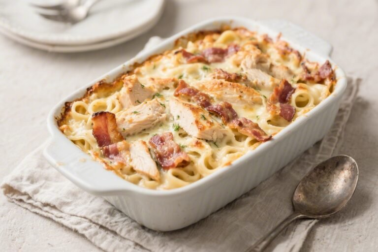 Keto Chicken Bacon Alfredo Bake – Creamy, Comforting, and Low-Carb
