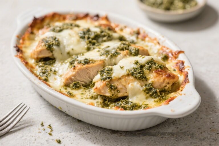Keto Chicken Pesto Mozzarella Bake – A Comforting Low-Carb Classic