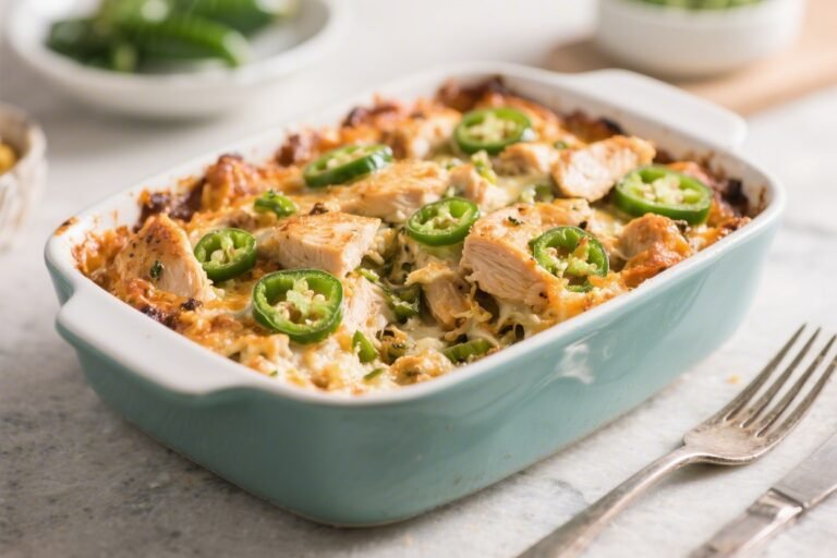 Keto Chicken Jalapeño Popper Casserole – Creamy, Cheesy, and Weeknight Easy