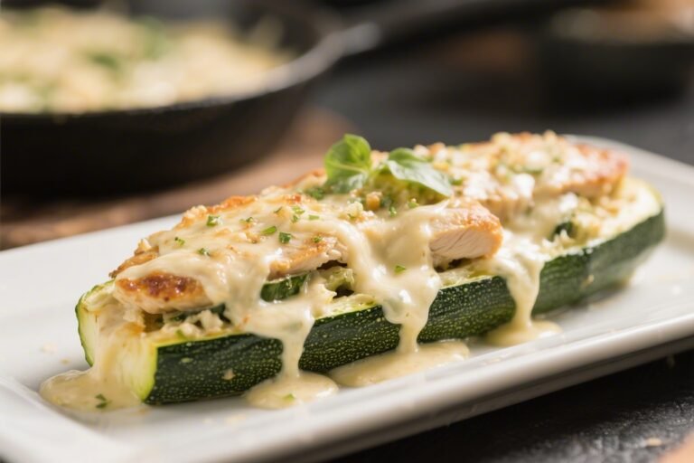 Keto Chicken Alfredo Stuffed Zucchini – A Creamy, Low-Carb Comfort Dish
