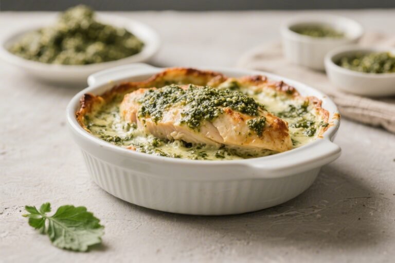 Keto Chicken Creamy Pesto Bake – A Comforting, Low-Carb Weeknight Favorite