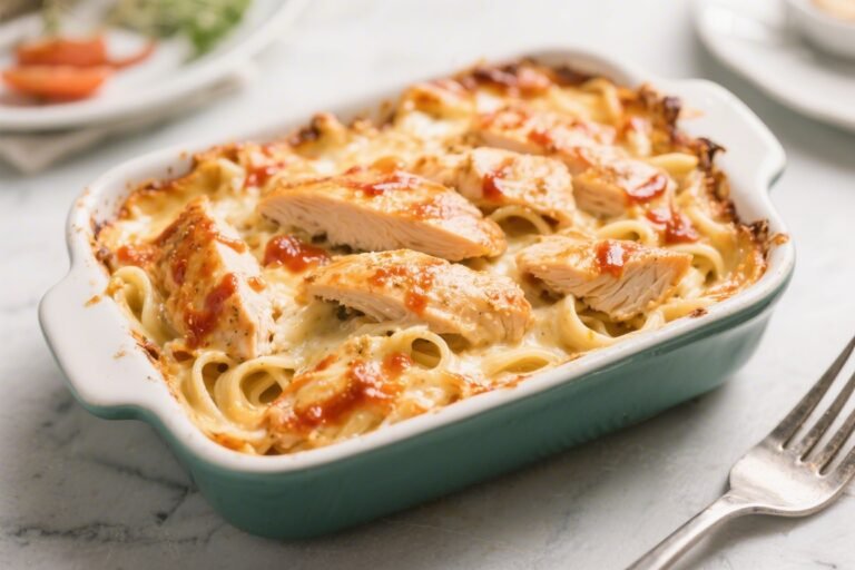 Keto Chicken Buffalo Alfredo Bake – Creamy, Spicy, and Low-Carb Comfort