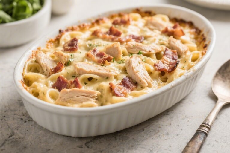 Keto Chicken Bacon Alfredo Casserole – Creamy, Comforting, and Low-Carb
