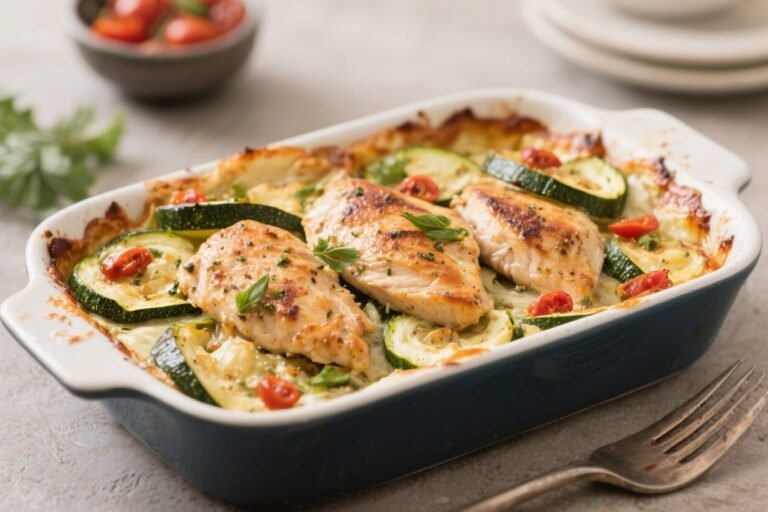 Mediterranean Keto Chicken Zucchini Bake – Simple, Flavorful, and Low-Carb