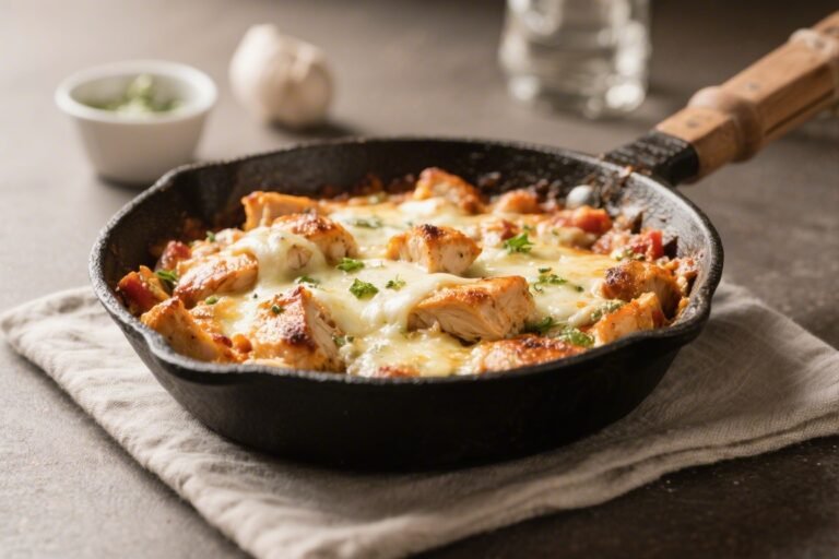 Keto Chicken Mozzarella Skillet – Fast, Cheesy, and Low-Carb