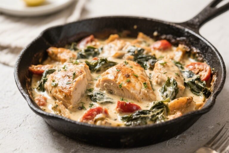 Keto Chicken Creamy Tuscan Skillet – A Cozy, Low-Carb Weeknight Favorite