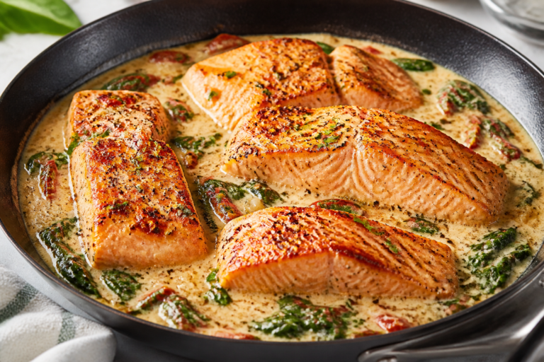 Creamy Tuscan Salmon Skillet – Comforting, Weeknight-Friendly Flavor
