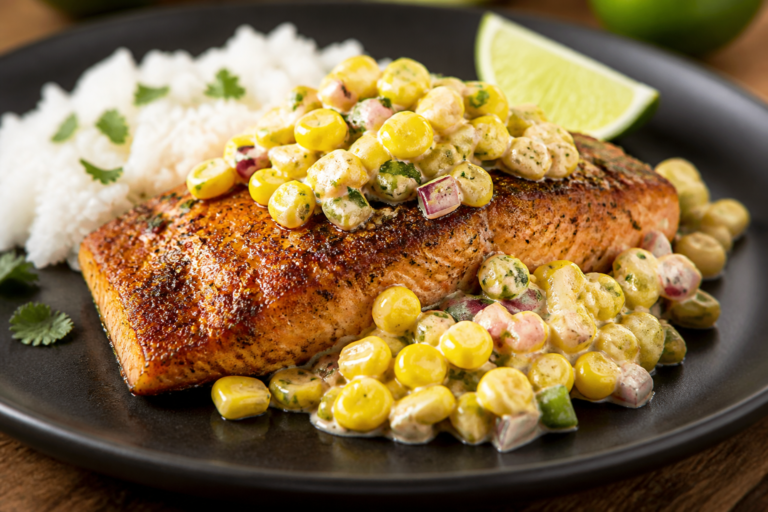 Cajun Salmon With Creamy Corn Salsa – A Fast, Flavor-Packed Dinner