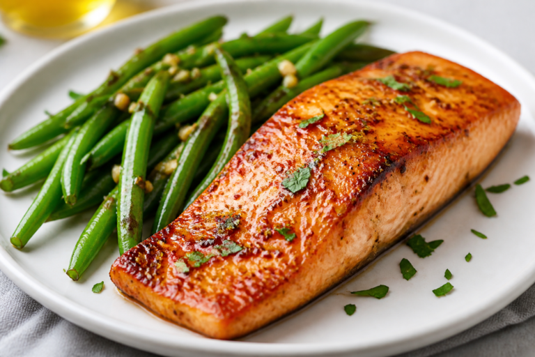Maple Dijon Salmon & Green Beans – A Sweet, Savory Weeknight Favorite