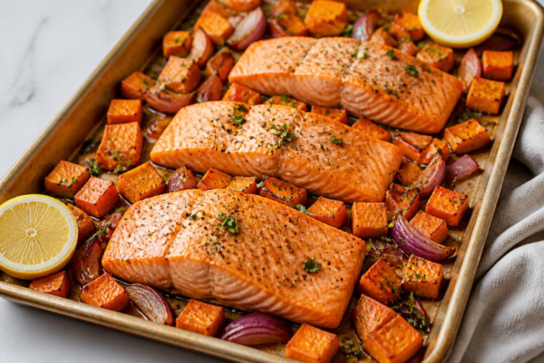 Sheet Pan Salmon & Sweet Potatoes – A Simple, Satisfying Weeknight Dinner