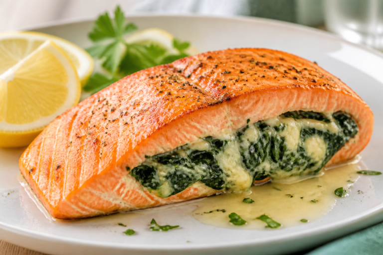 Creamy Spinach Stuffed Salmon – A Flavorful, Weeknight-Friendly Favorite