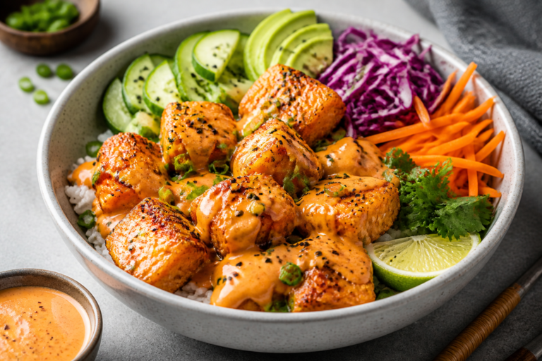 Healthy Crispy Bang Bang Salmon Bowls – Fresh, Flavorful, and Weeknight-Friendly