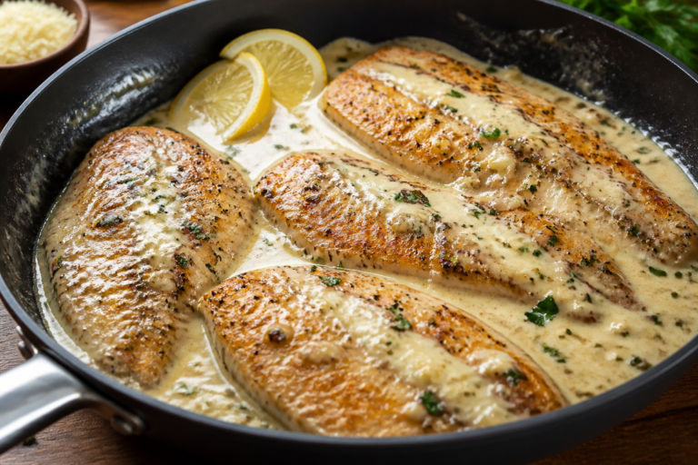 Creamy Garlic Parmesan Fish Skillet – A Cozy, Weeknight Winner