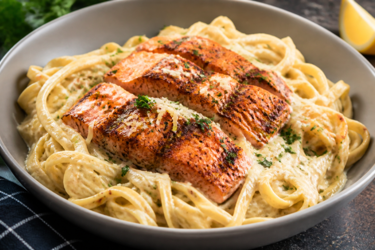 Healthy Cajun Salmon Alfredo – Creamy, Spicy, and Light