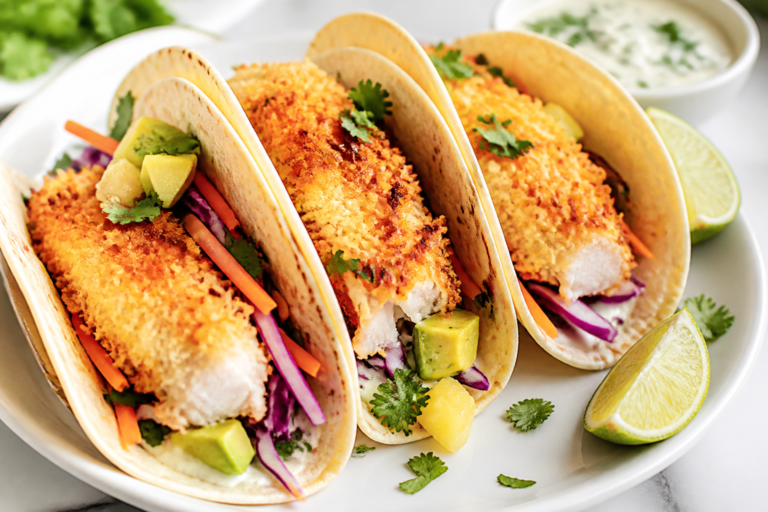 Healthy Coconut Crusted Fish Tacos – Light, Crunchy, and Full of Flavor