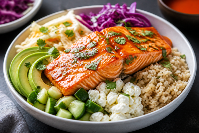 Healthy Buffalo Salmon Bowls – Spicy, Fresh, and Satisfying