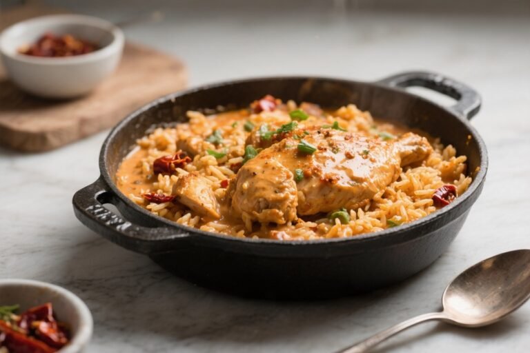 One-Pot Creamy Cajun Chicken Rice – Comforting, Spicy, and Simple