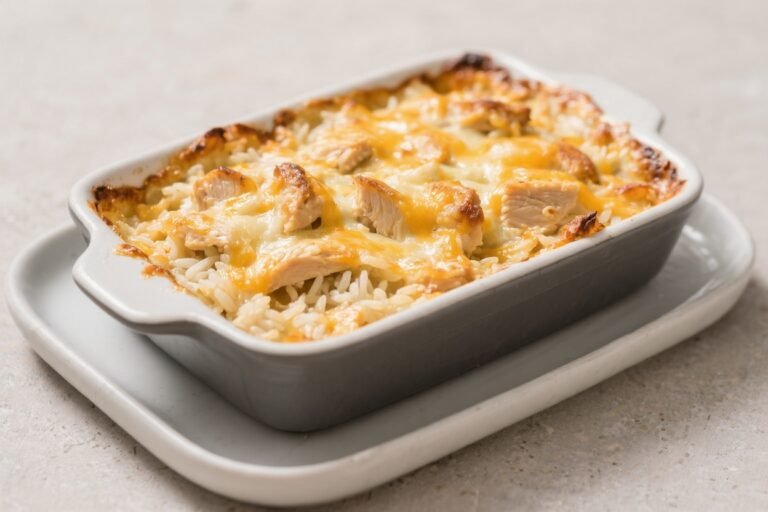 Cheesy Chicken & Rice Casserole – Cozy, Crowd-Pleasing Comfort