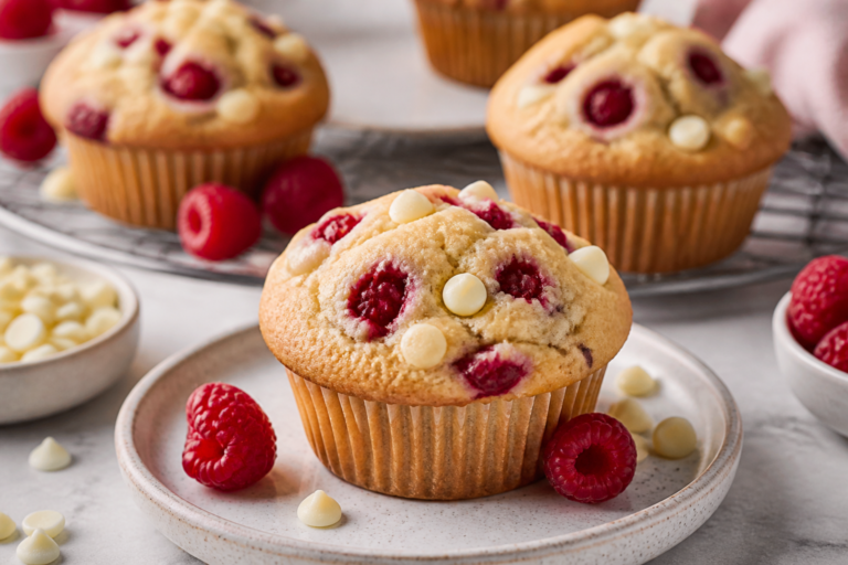 Raspberry White Chocolate Protein Muffins – Soft, Fruity, and Satisfyingly Filling