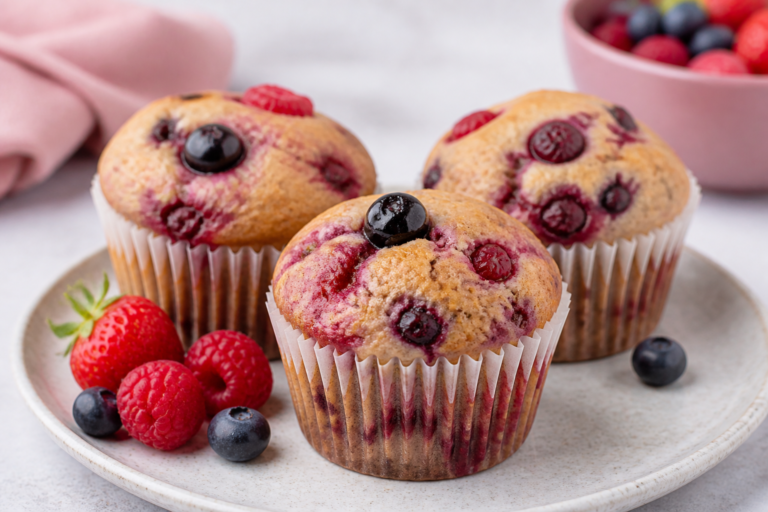 Triple Berry Protein Muffins – Tender, Juicy, and Packed With Protein