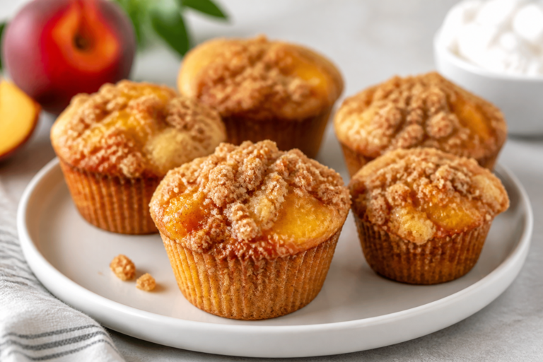 Protein Peach Cobbler Muffins – Soft, Juicy, and Packed With Protein