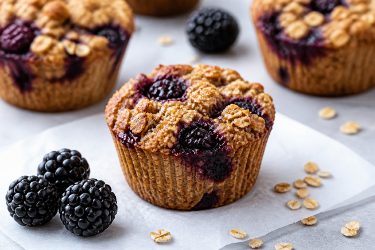 Blackberry Oat Muffins Under 100 Calories – Light, Juicy, and Satisfying