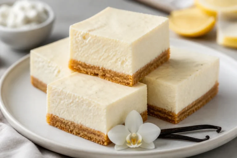 High Protein Low Carb Vanilla Protein Cheesecake Bars – Creamy, Light, and Satisfying