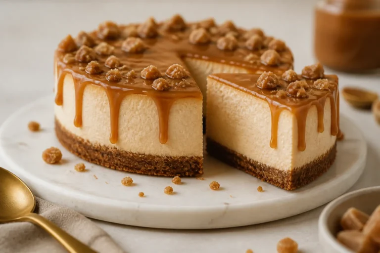 High Protein Low Carb Caramel Protein Cheesecake – Creamy, Light, and Satisfying