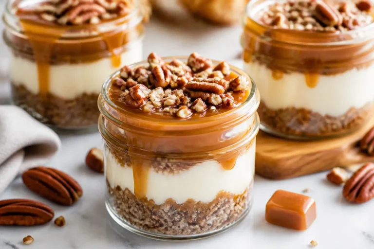 High Protein Low Carb Caramel Pecan Cheesecake Jars – Creamy, Crunchy, and Easy