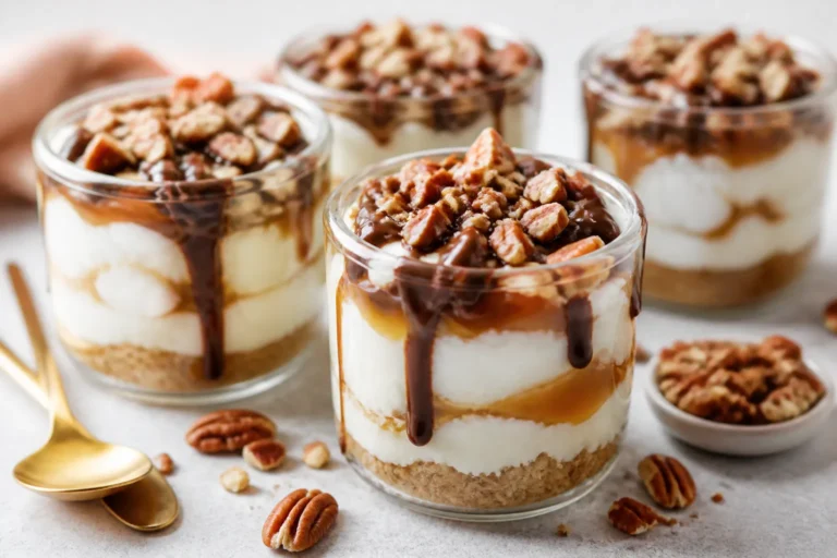 High Protein Low Carb Turtle Cheesecake Jars – Creamy, Crunchy, and Guilt-Friendly