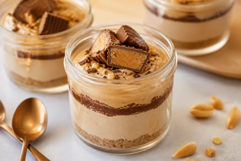 High Protein Low Carb Peanut Butter Cup Cheesecake Jars – Creamy, No-Bake, and Satisfying