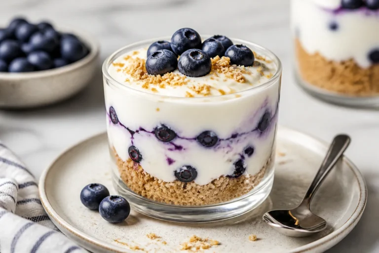 Greek Yogurt Blueberry Cheesecake Pudding – Light, Creamy, and Easy