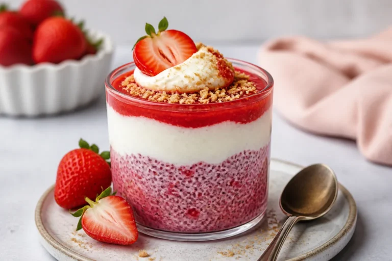 High Protein Strawberry Cheesecake Chia Pudding – Creamy, Fresh, and Satisfying