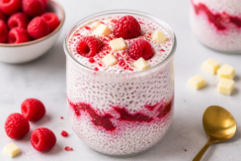 High Protein Raspberry White Chocolate Chia Pudding – A Creamy, Make-Ahead Breakfast