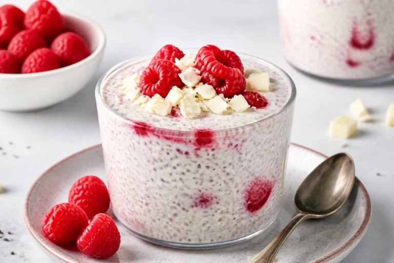 High Protein White Chocolate Raspberry Chia Pudding – Creamy, Sweet, and Satisfying