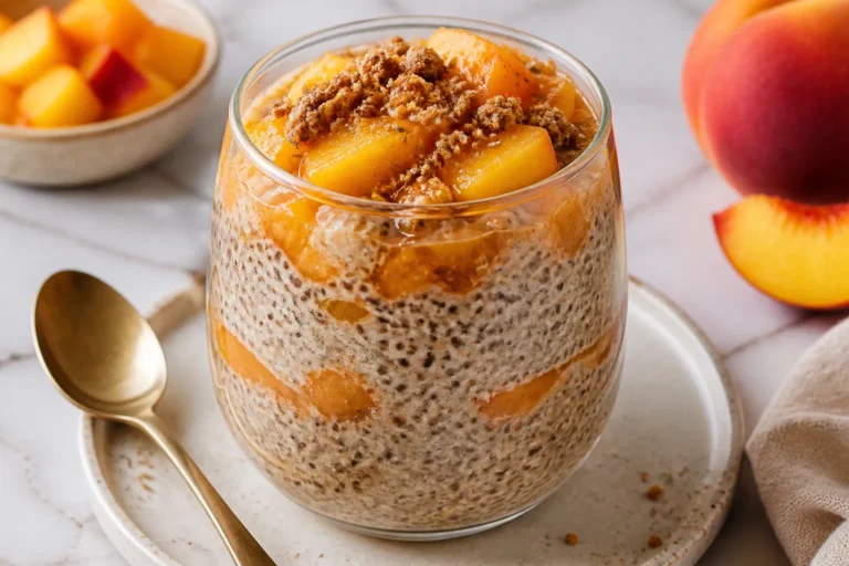 High Protein Peach Cobbler Chia Pudding – A Cozy, Make-Ahead Breakfast